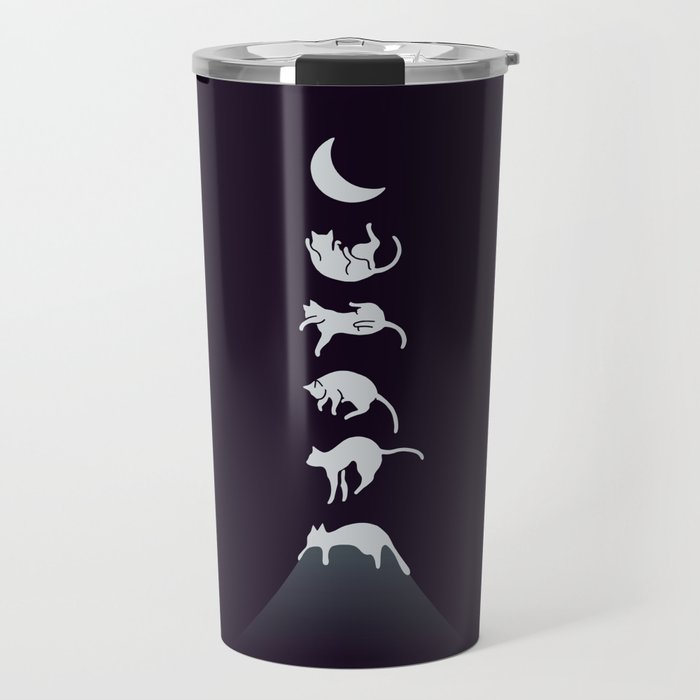 Cat Landscape 103: Falling Cat Moon Travel Mug Gallery Image 1