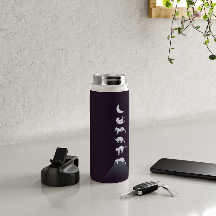 Cat Landscape 103: Falling Cat Moon Water Bottle Gallery Image 4