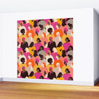 Female diverse faces pink Wall Mural Gallery Image 2
