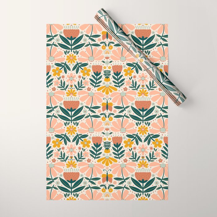 Pretty Floral - Earth Colors Wrapping Paper Gallery Image 1