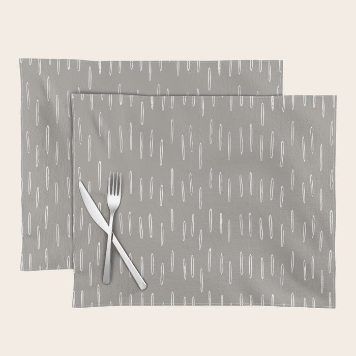 Raindrops, Gray, Minimalism, Abstract Art Placemat Gallery Image 1
