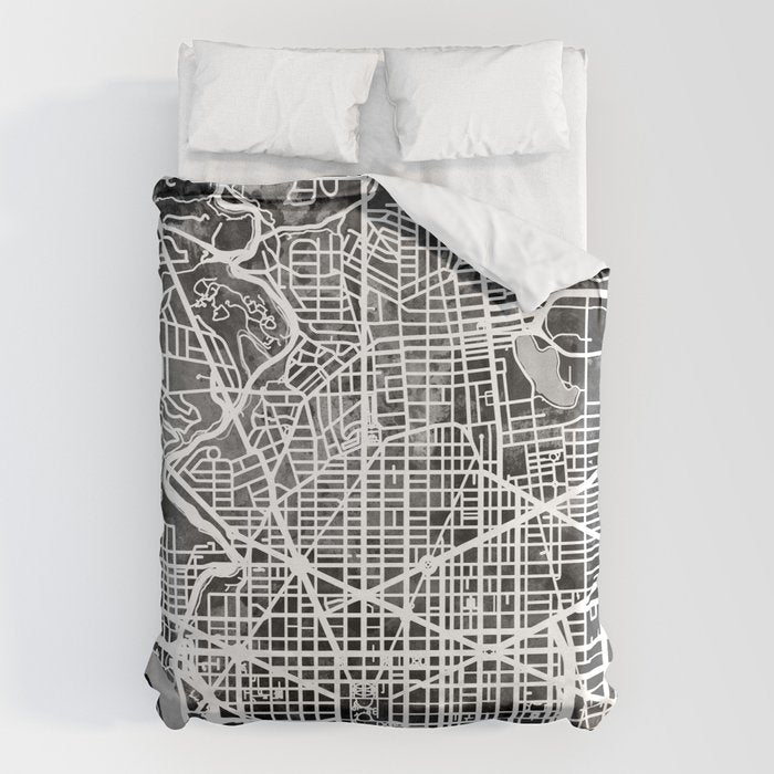 Washington DC City Street Map Duvet Cover Gallery Image 6