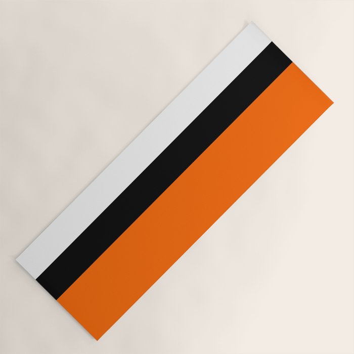 Modern White Black Orange Colorblock Yoga Mat Gallery Image 1