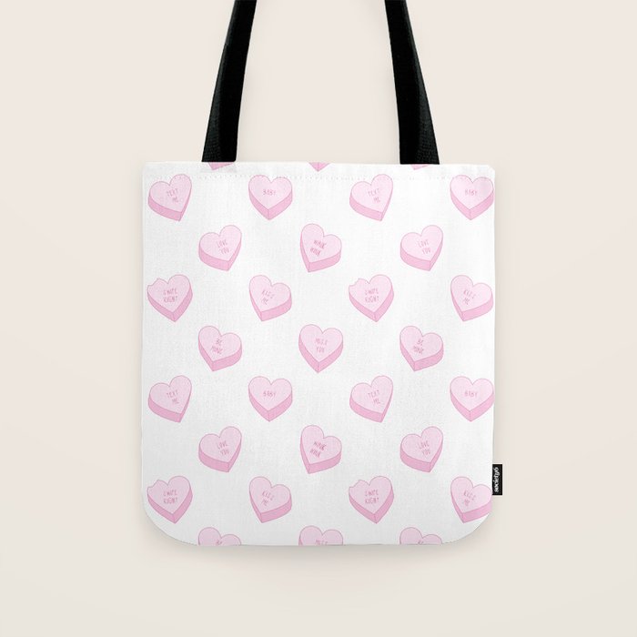 Pink love heart candy pattern Tote Bag Gallery Image 1