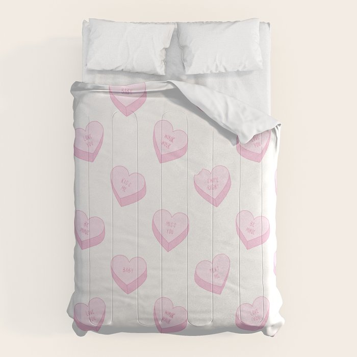 Pink love heart candy pattern Comforter Gallery Image 1