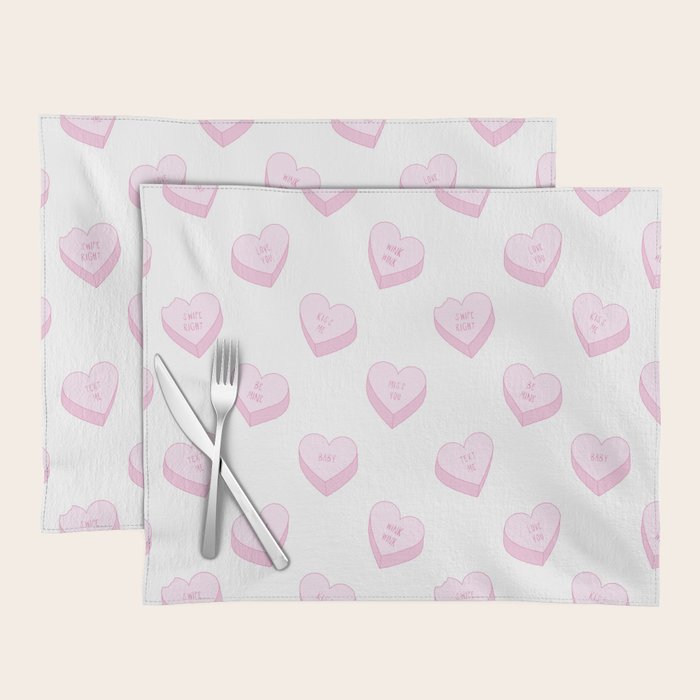 Pink love heart candy pattern Placemat Gallery Image 1