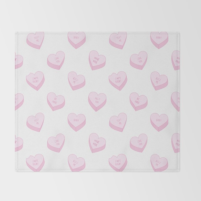 Pink love heart candy pattern Throw Blanket Gallery Image 2