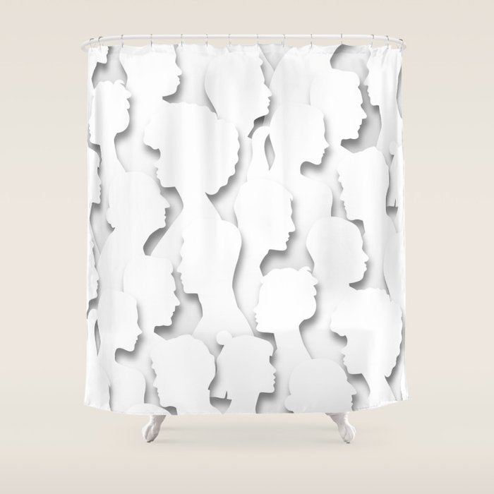 Diverse people paper cut crowd pattern Shower Curtain Gallery Image 1