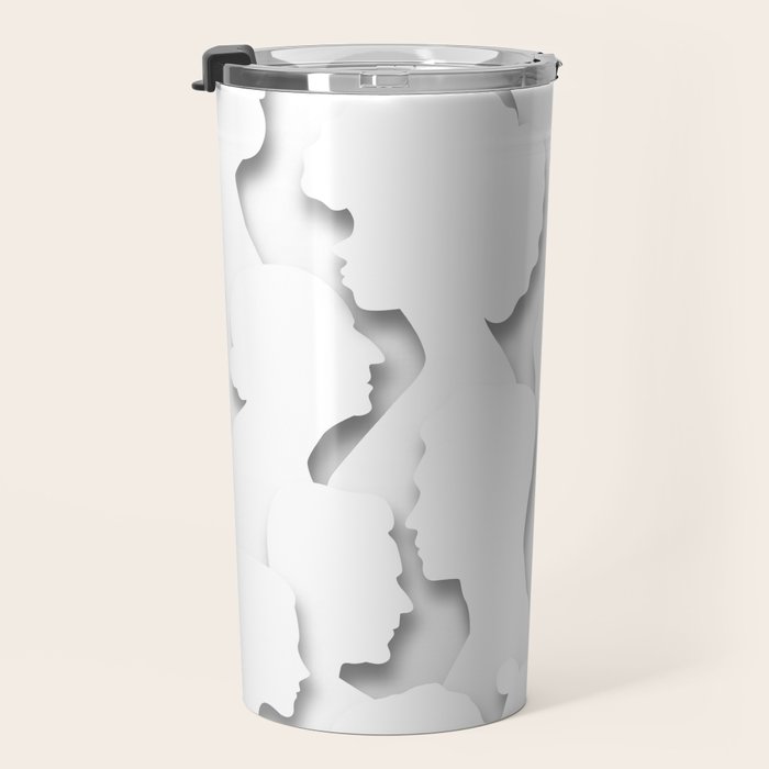 Diverse people paper cut crowd pattern Travel Mug Gallery Image 3