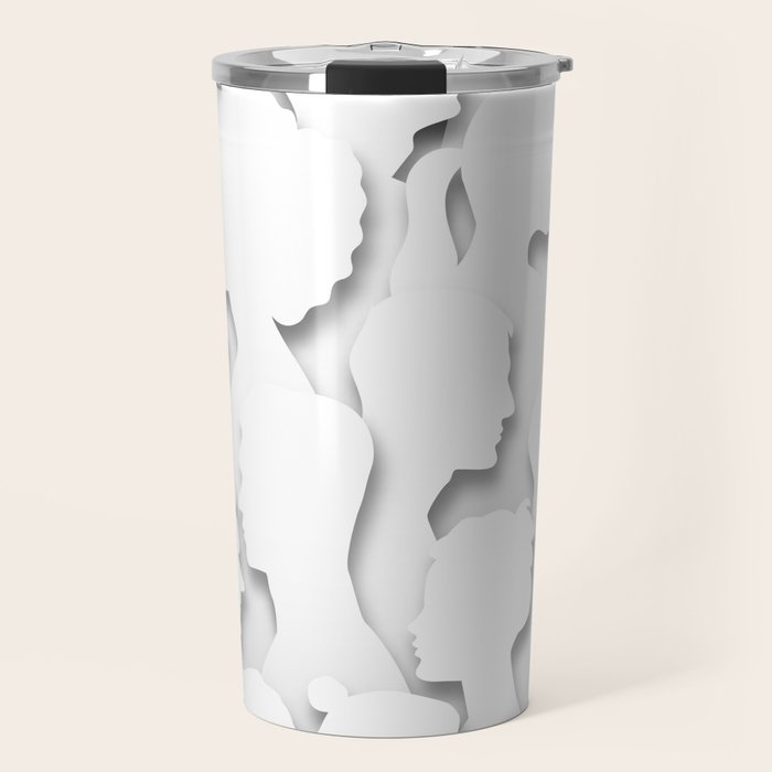 Diverse people paper cut crowd pattern Travel Mug Gallery Image 1