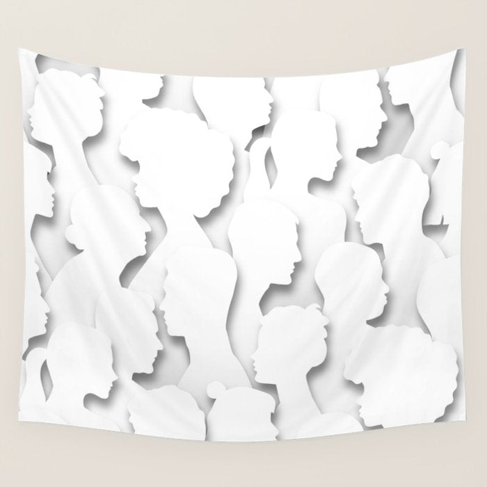 Diverse people paper cut crowd pattern Wall Tapestry Gallery Image 4