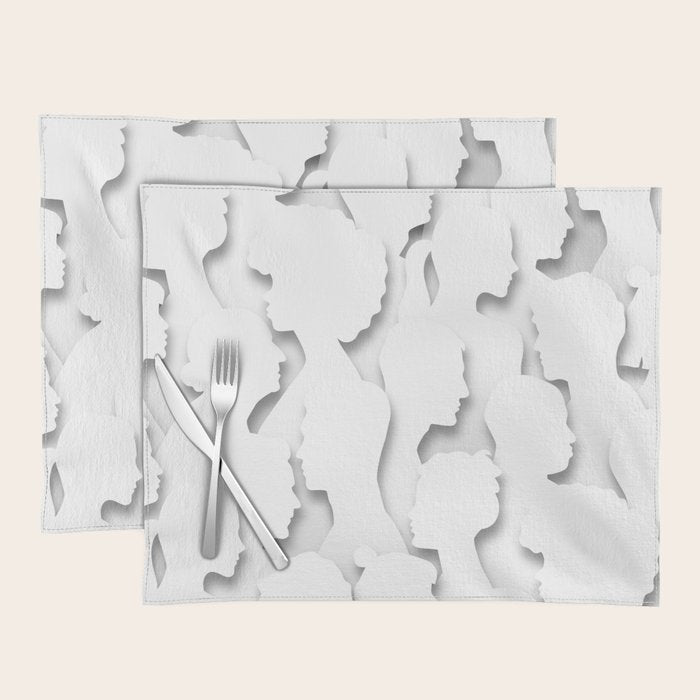 Diverse people paper cut crowd pattern Placemat Gallery Image 1