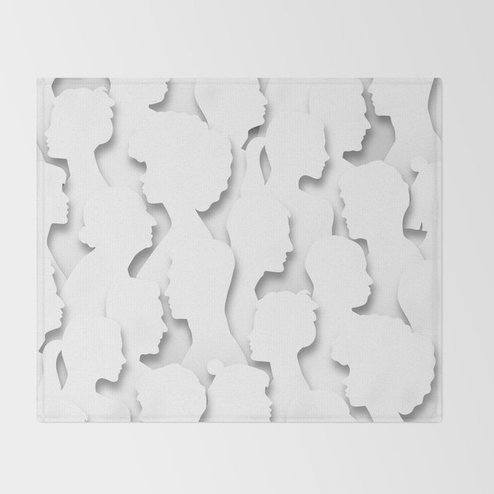 Diverse people paper cut crowd pattern Throw Blanket Gallery Image 2