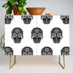 DÃ­a de Muertos Calavera â¢ Mexican Sugar Skull - Black Palette Credenza Gallery Image 1