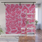Hot Pink Dripping Smiley Wall Mural Gallery Image 1