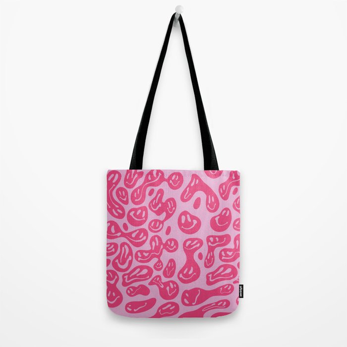 Hot Pink Dripping Smiley Tote Bag Gallery Image 2