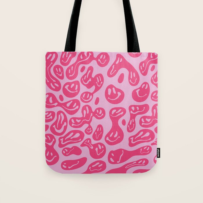 Hot Pink Dripping Smiley Tote Bag Gallery Image 1