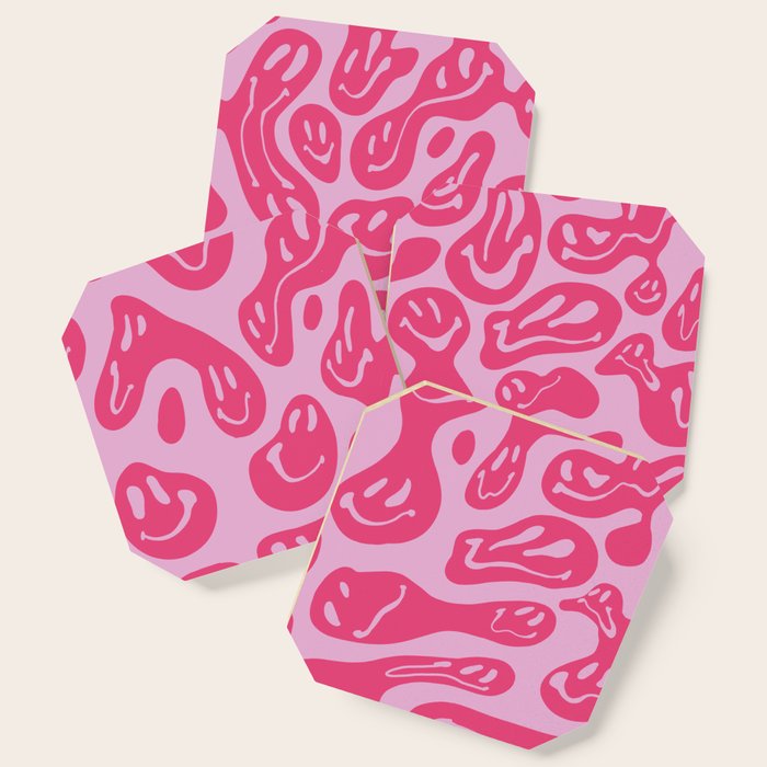 Hot Pink Dripping Smiley Coaster Gallery Image 1