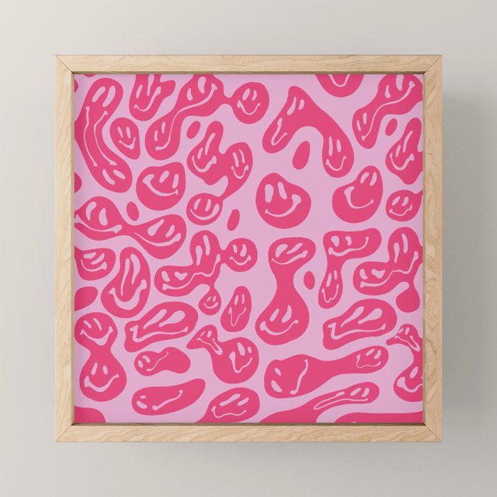Hot Pink Dripping Smiley Mini Art Print Gallery Image 1