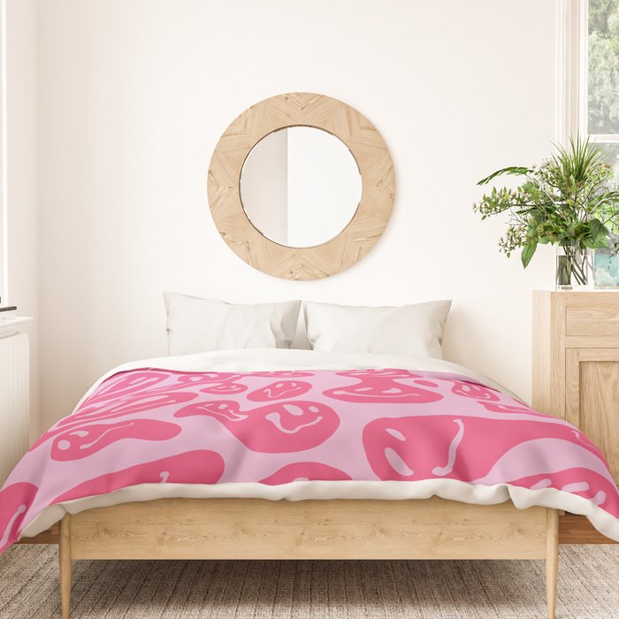 Hot Pink Dripping Smiley Duvet Cover Gallery Image 3