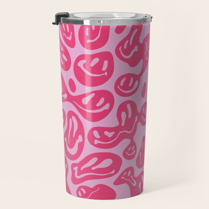 Hot Pink Dripping Smiley Travel Mug Gallery Image 3
