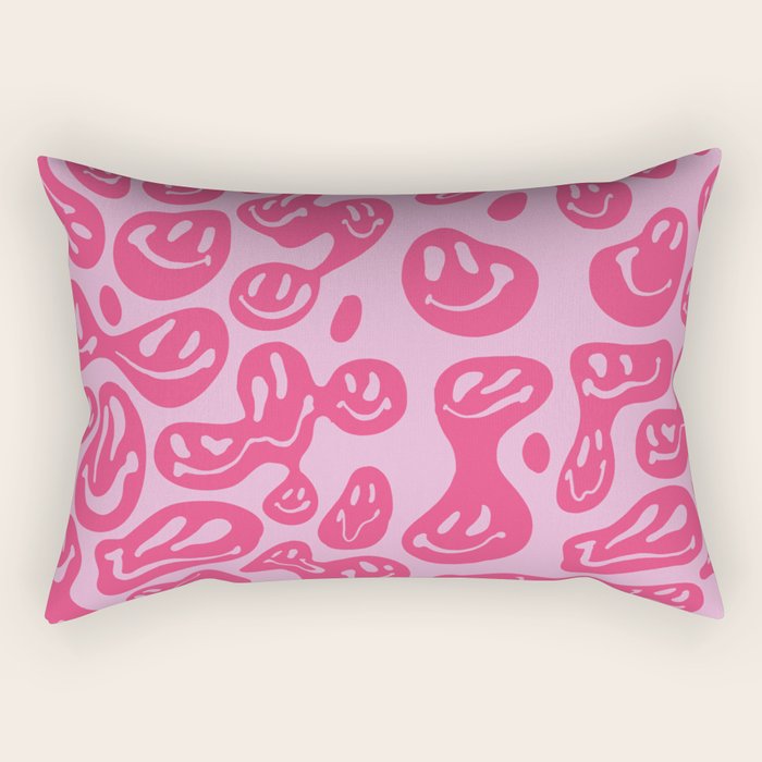 Hot Pink Dripping Smiley Rectangular Pillow Gallery Image 2