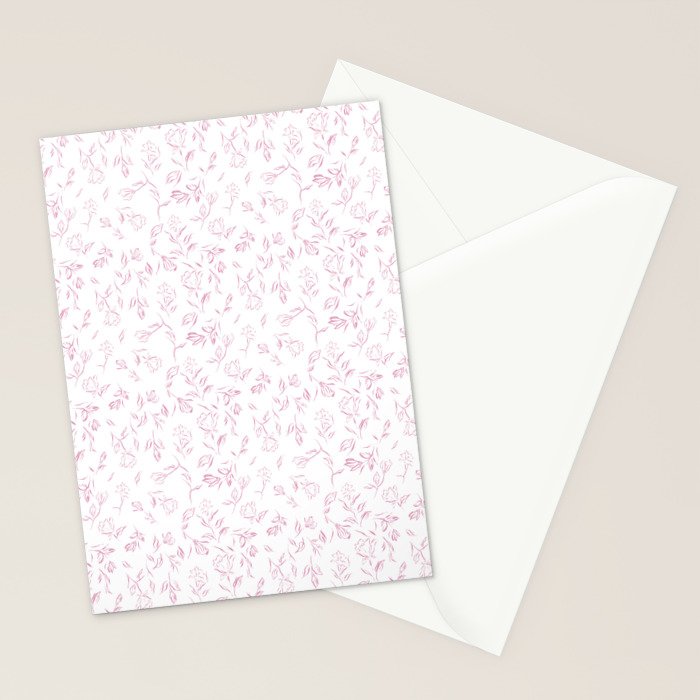 Pink romantic wildflowers Stationery Card Gallery Image 2
