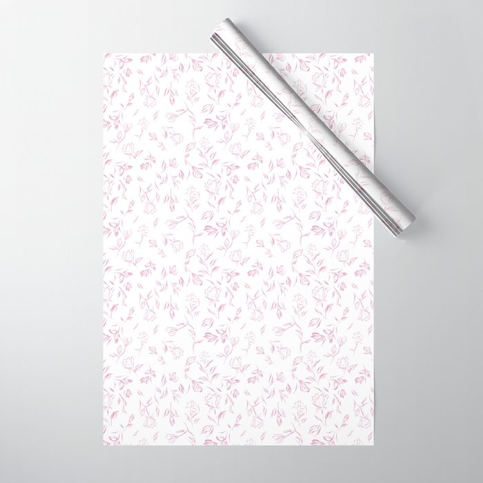 Pink romantic wildflowers Wrapping Paper Gallery Image 1