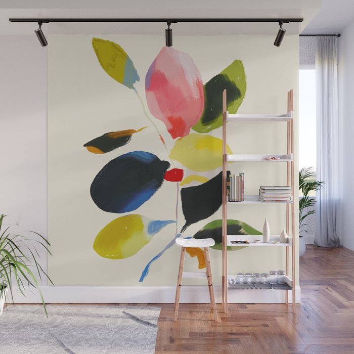 Minimal Abstract Colorful Plant Wall Mural Gallery Image 1