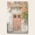 Floral Entry In Rome | Front Door Collection Travel Photography Art Print | Pink Summer Flowers In Italy Cutting Board Gallery Image 1