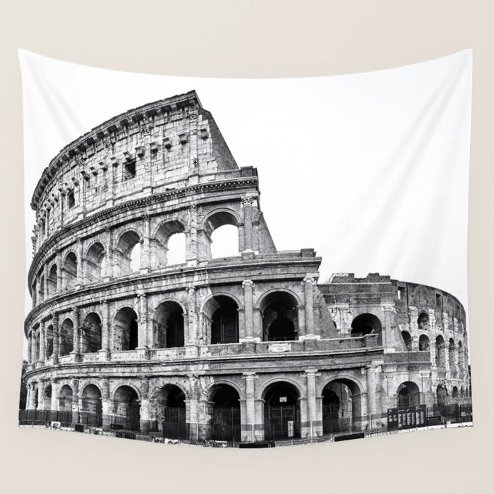Colosseum Rome Black and White Wall Tapestry Gallery Image 4
