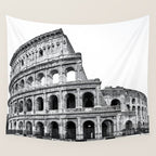 Colosseum Rome Black and White Wall Tapestry Gallery Image 4