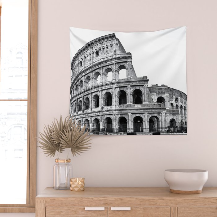 Colosseum Rome Black and White Wall Tapestry Gallery Image 2