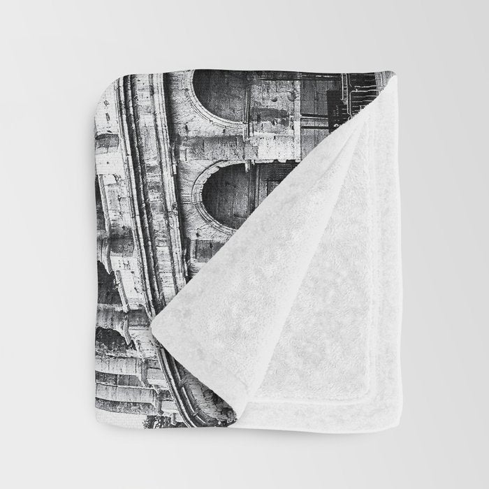Colosseum Rome Black and White Throw Blanket Gallery Image 3