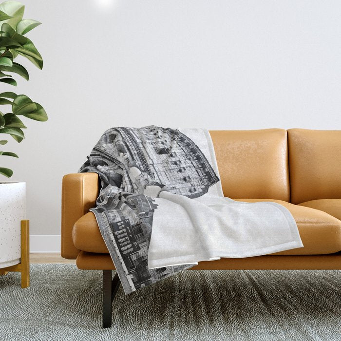 Colosseum Rome Black and White Throw Blanket Gallery Image 1