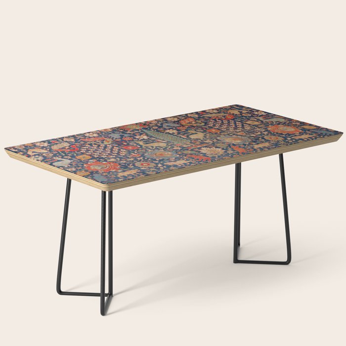 17th Century Persian Rug Print with Animals Coffee Table Gallery Image 1