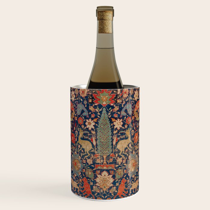 17th Century Persian Rug Print with Animals Wine Chiller Gallery Image 1
