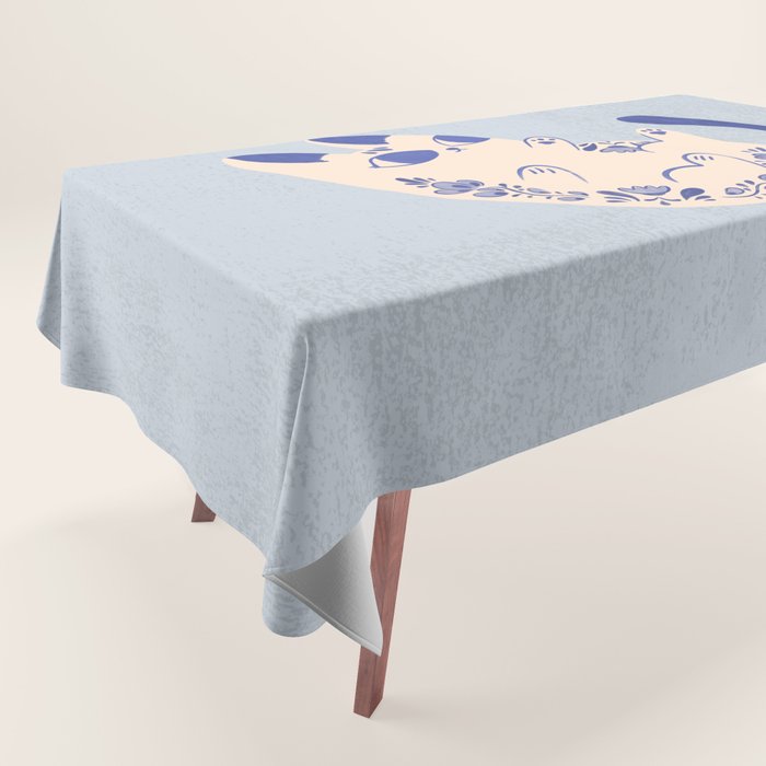 Purrcelin Cat Butt - Charming Delft Pottery Kitty Tablecloth Gallery Image 1
