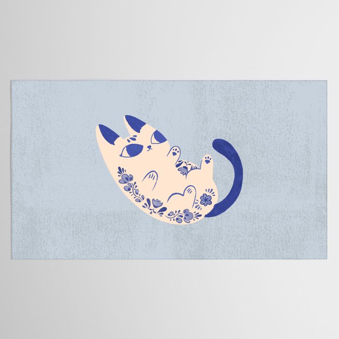Purrcelin Cat Butt - Charming Delft Pottery Kitty Tablecloth Gallery Image 2