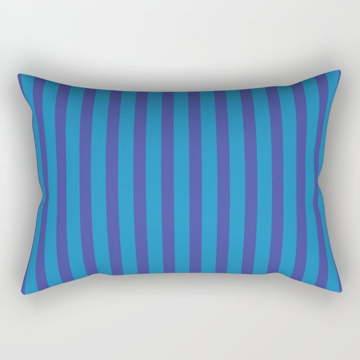 Bold Vertical Stripes in Double Blue Rectangular Pillow Gallery Image 2