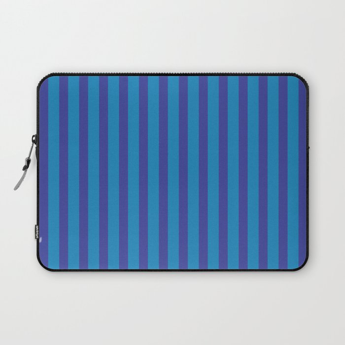 Bold Vertical Stripes in Double Blue Laptop Sleeve Gallery Image 1