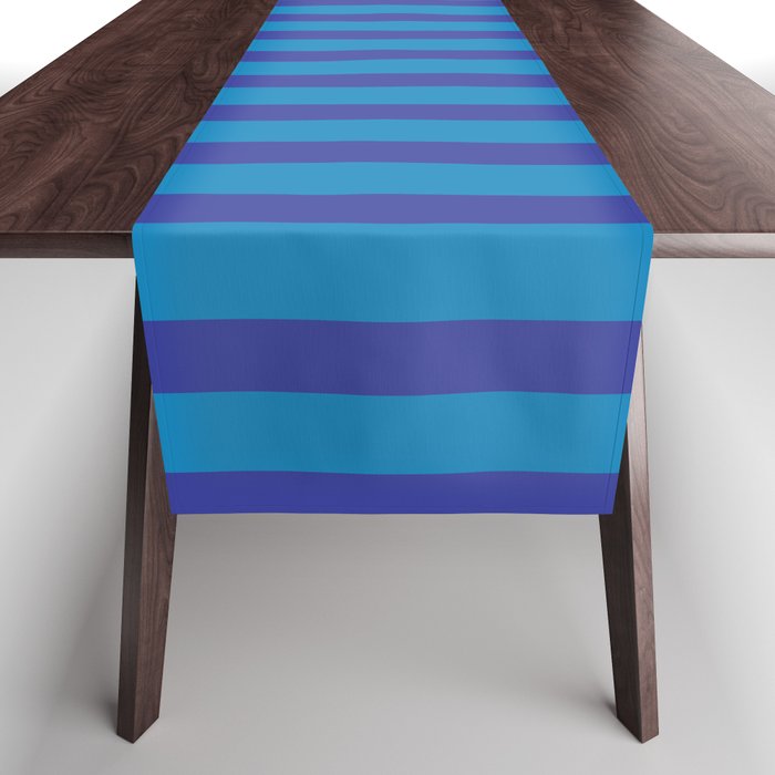 Bold Vertical Stripes in Double Blue Table Runner Gallery Image 1