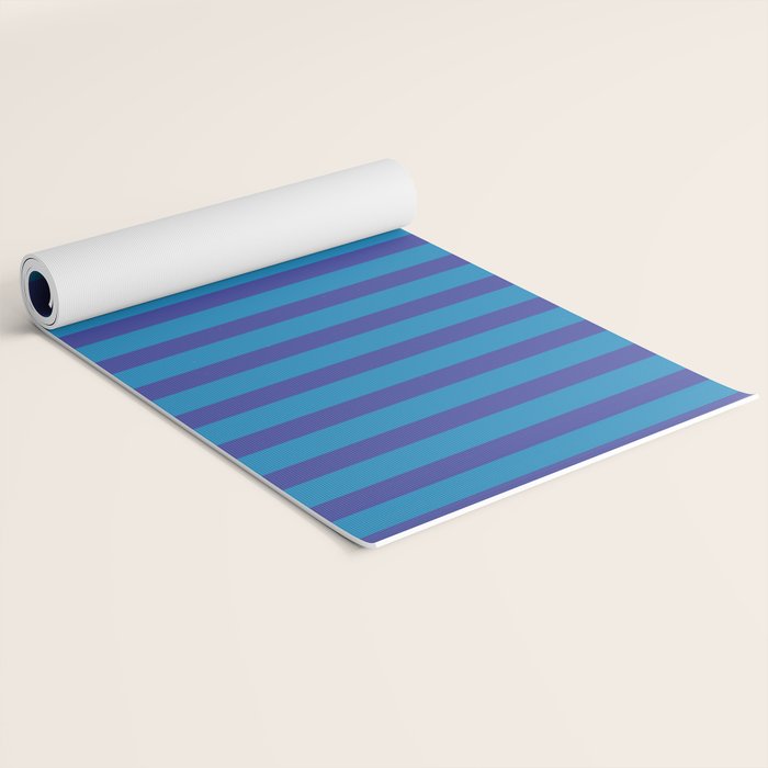 Bold Vertical Stripes in Double Blue Yoga Mat Gallery Image 2