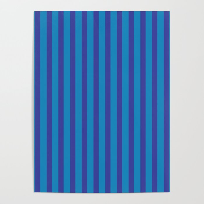 Bold Vertical Stripes in Double Blue Poster Gallery Image 4