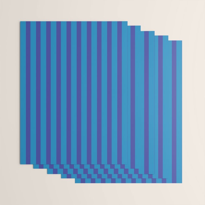 Bold Vertical Stripes in Double Blue Wrapping Paper Gallery Image 3