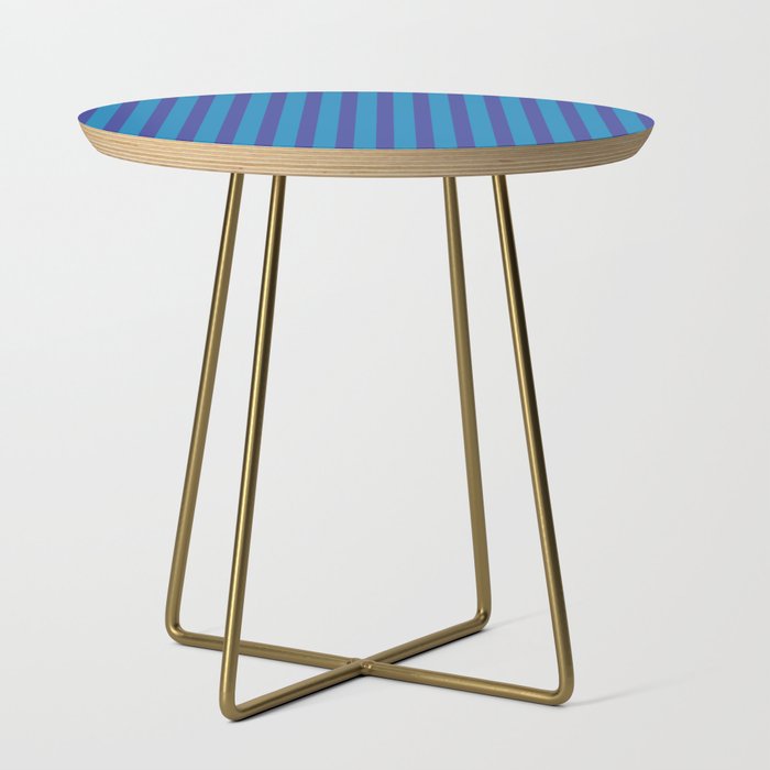 Bold Vertical Stripes in Double Blue Side Table Gallery Image 1