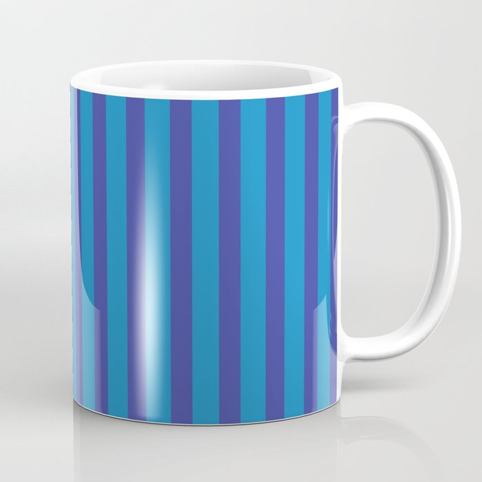 Bold Vertical Stripes in Double Blue Coffee Mug Gallery Image 1