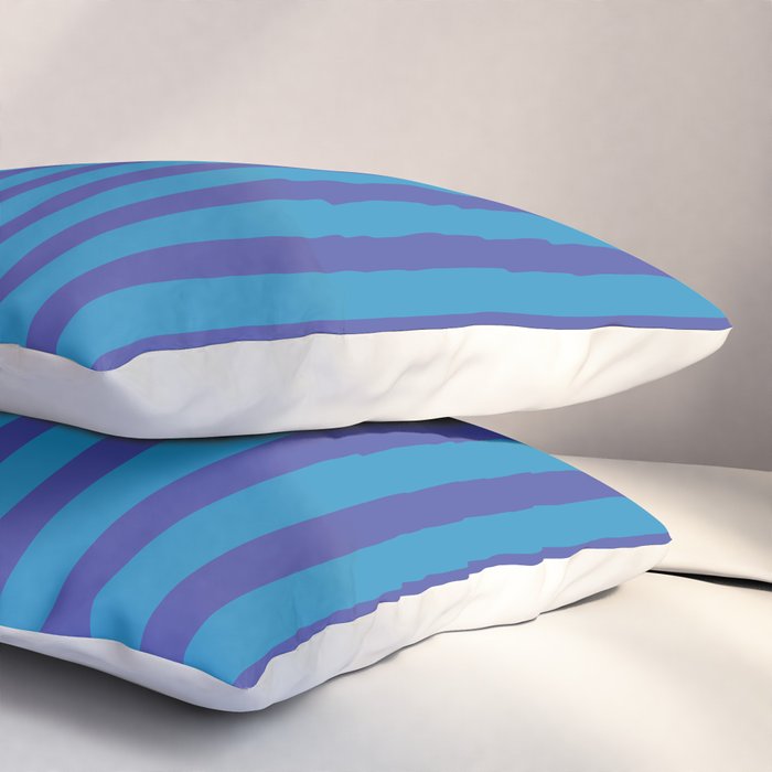 Bold Vertical Stripes in Double Blue Pillow Sham Gallery Image 3