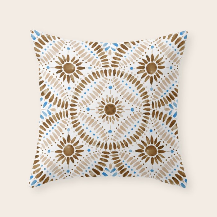 Rustic Tile Mandala A Throw Pillow Gallery Image 1