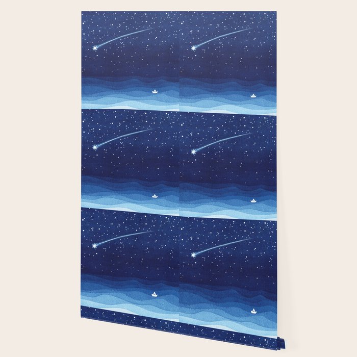 Falling star, shooting star, sailboat ocean waves blue sea Wallpaper Gallery Image 2